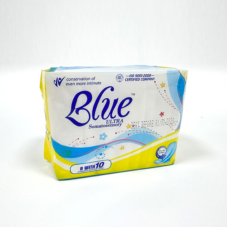 Assorbente sanitario blu